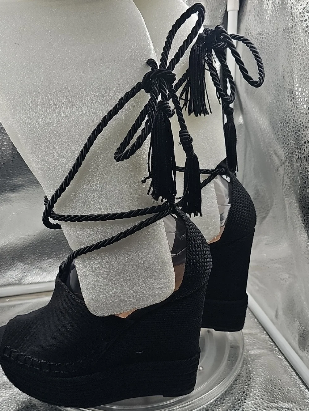 P Black SCHUTZ 5.5 Wedge Sz 8B - Picture 2 of 7